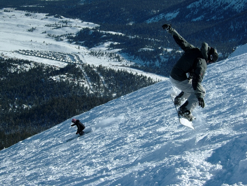 Snowboarding over Mammoth